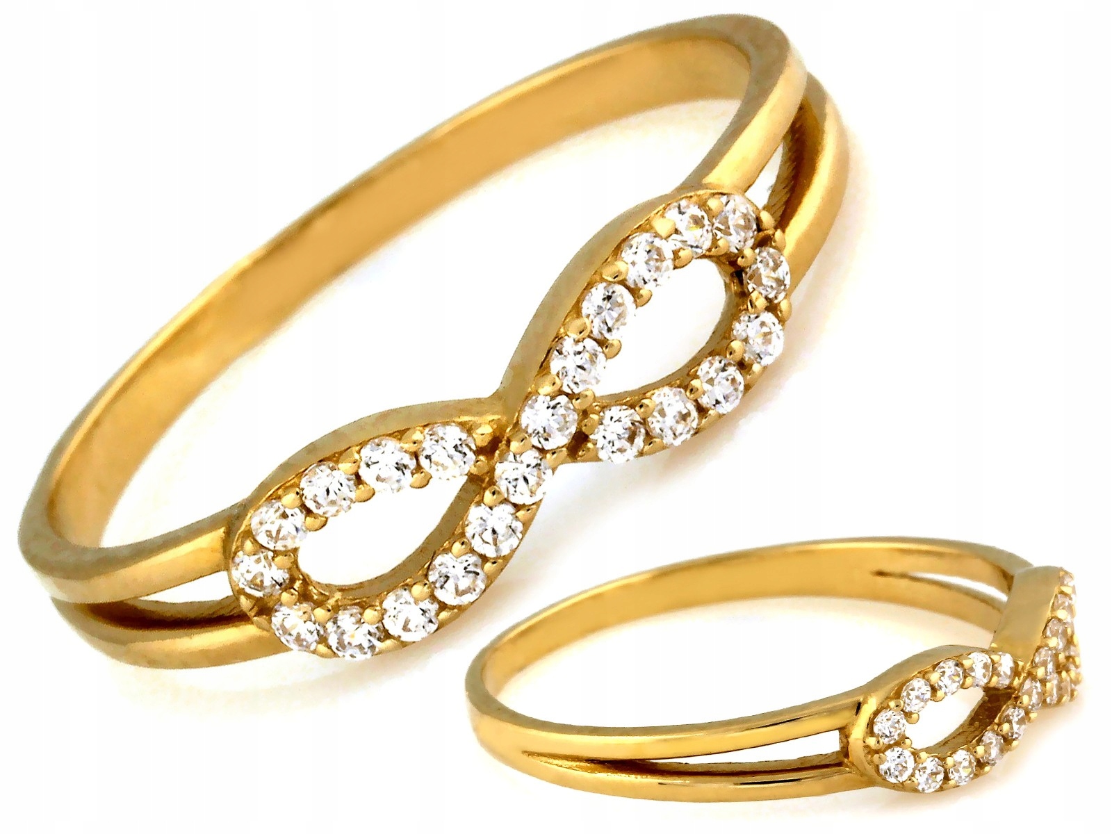 Zlatý prstýnek 585 14K s kubickou zirkonií Infinity 1,27g velikost 16 elegantní