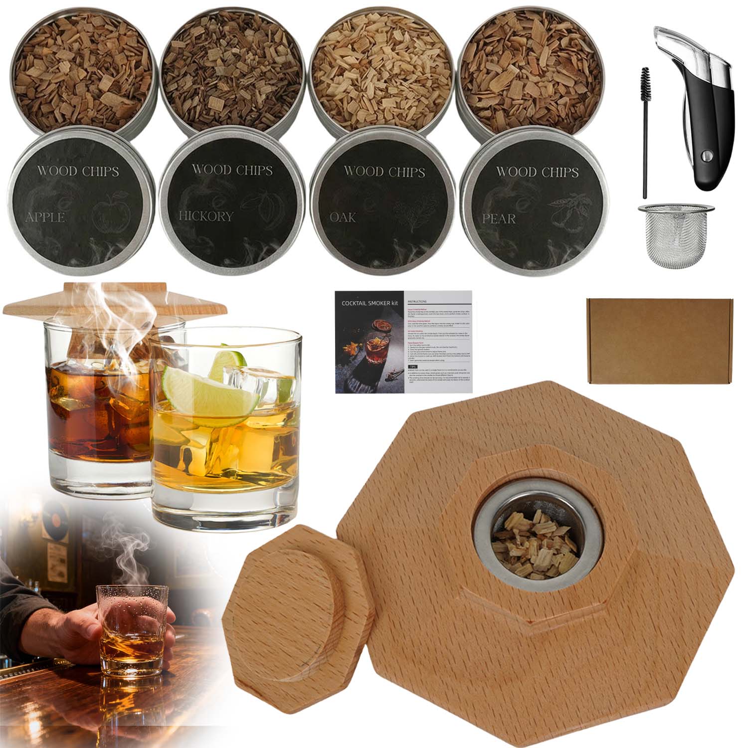 Sada Na Uzení Whisky Vyrobená S Maximální Pečlivostí, 4 Různé Vůně