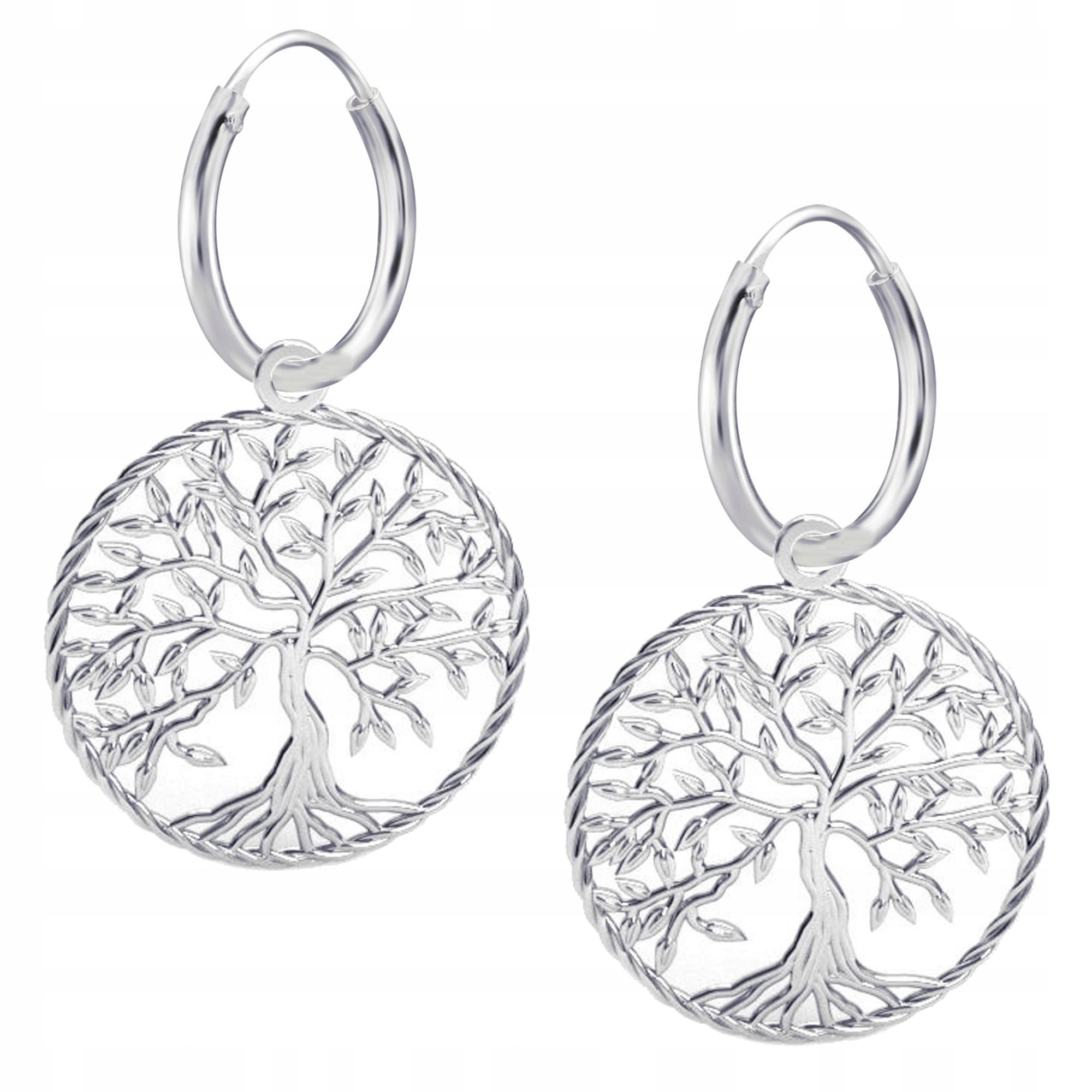 Stříbrné náušnice Malé kruhy Strom štěstí v kruhu Stříbro 925