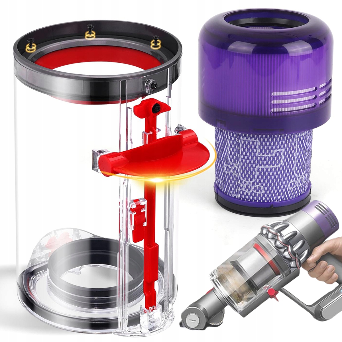 Fialová Nádoba Na Prach Pro V11 V15 SV14 SV15 SV22 – S Těsněním A Filtrem