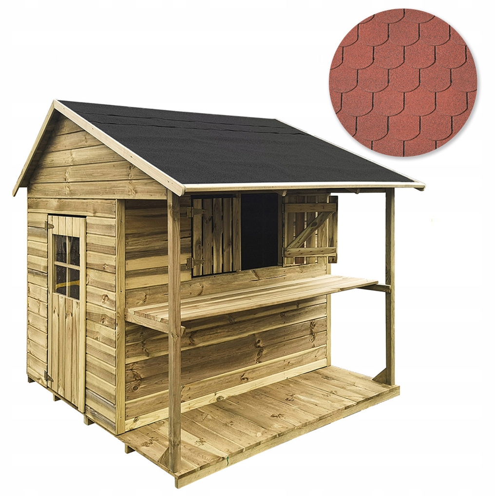 Dřevěný zahradní domek pro děti Zuza od 4iQ červený asfaltový šindel Set