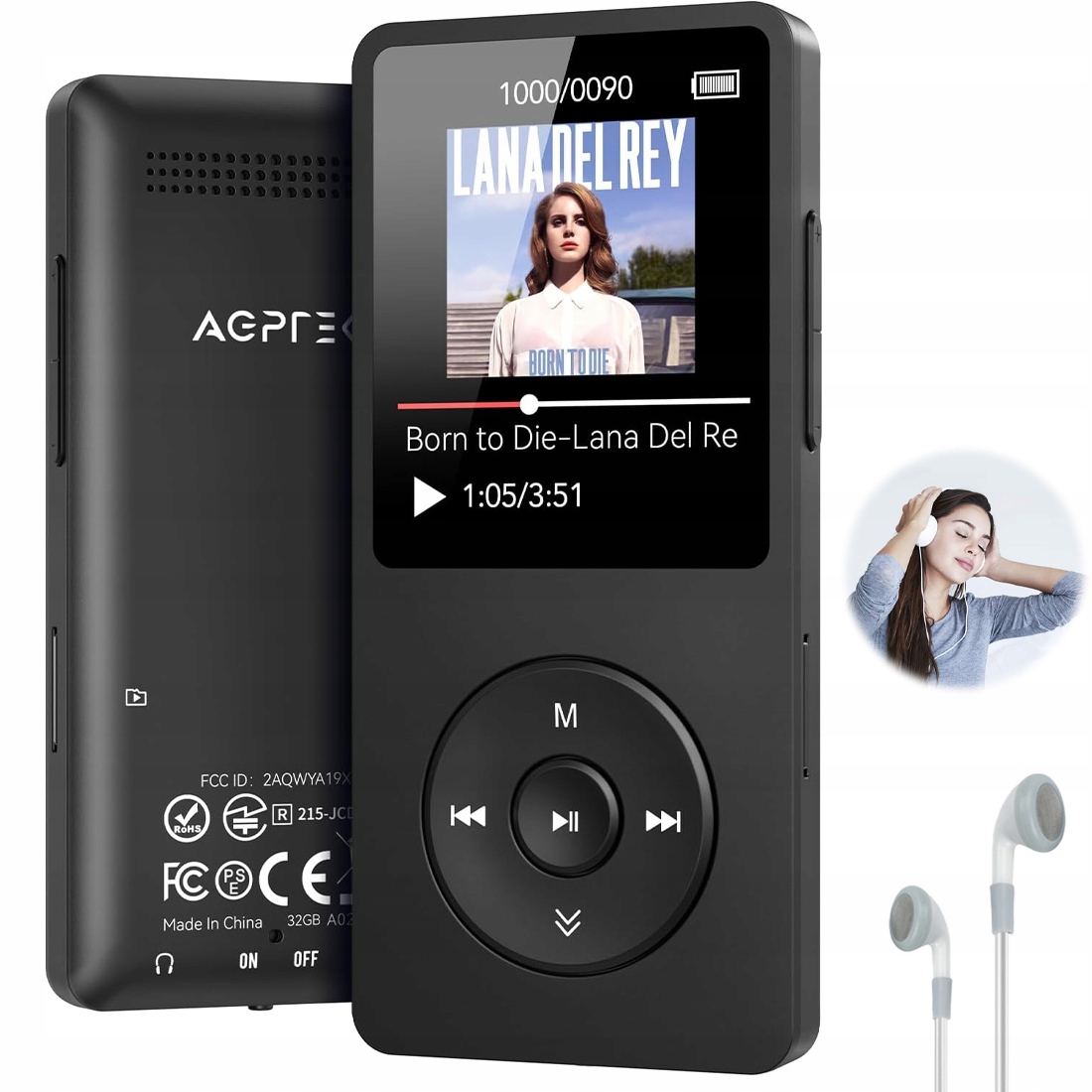 MP3 Přehrávač Fm Rádio Bluetooth Ebook Diktafon Redukce Šumu 16 Gb