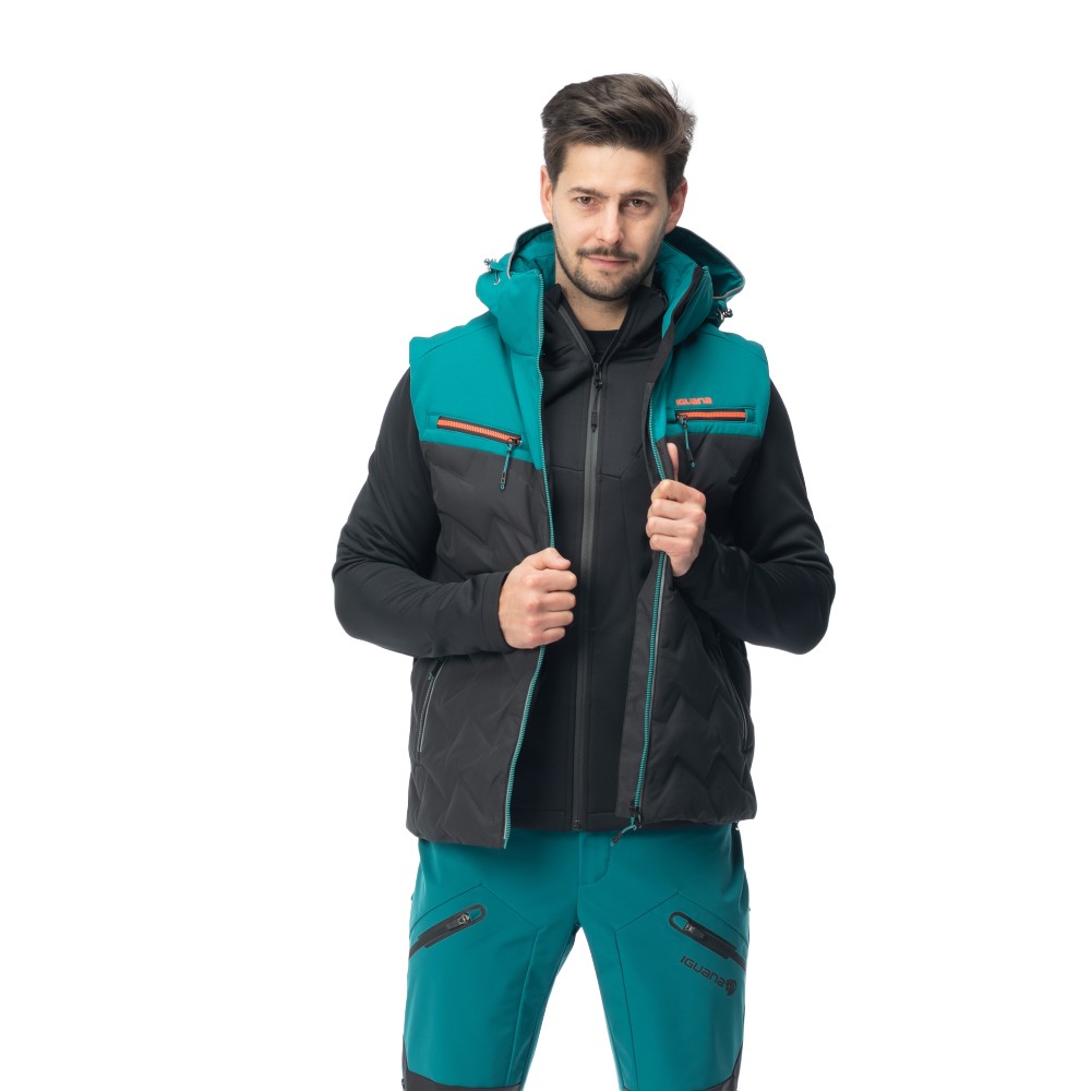 Pánská prošívaná vesta Iguana Odel s odnímatelnou kapucí 10000 mm/H2O M