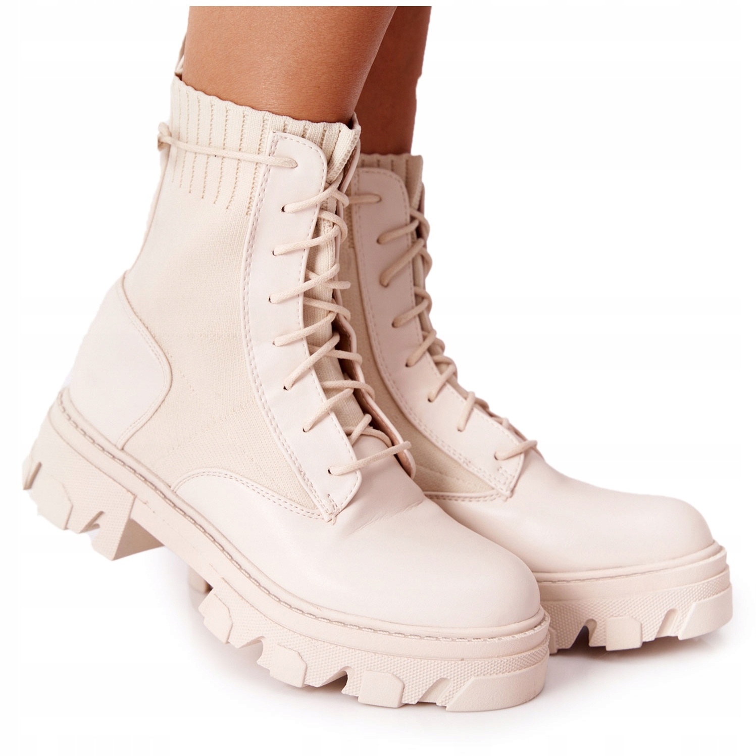 

Beżowy Skóra ekologiczna Buty Botki PS1 r.37