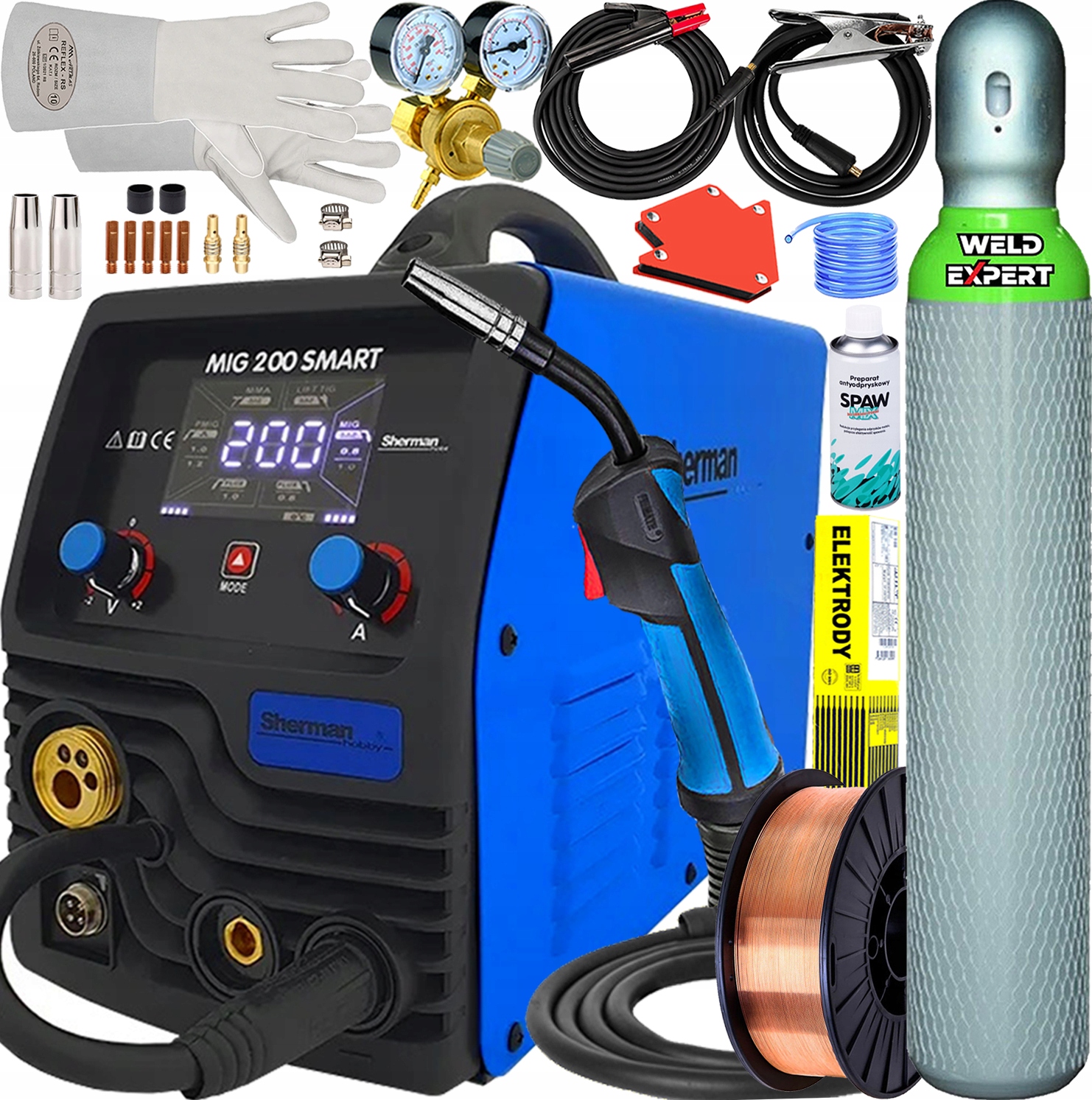 Spawarka Inwertorowa Migomat Sherman Mig 200 Smart Synergia 200A Tig Mma
