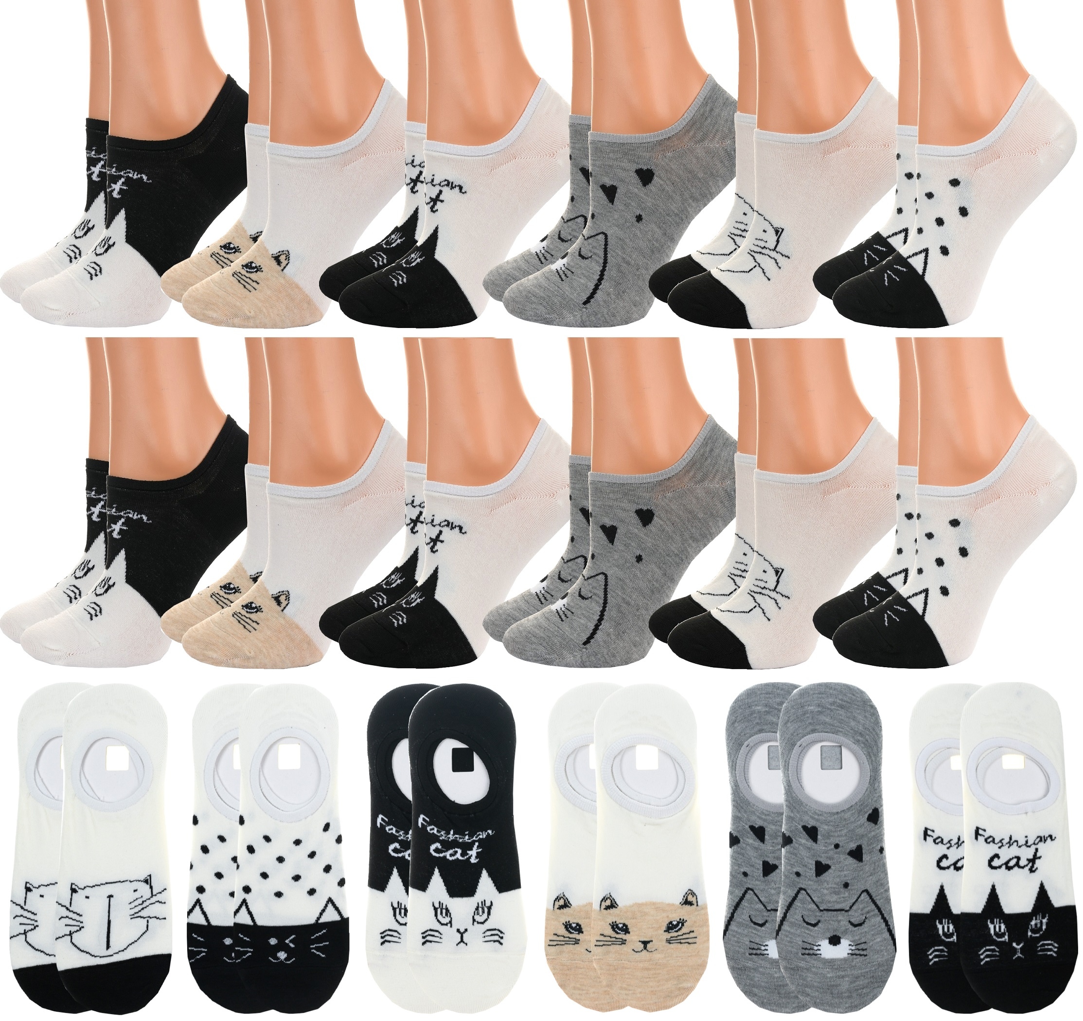 

12 Par Bawełniane damskie Skarpety Kolorowe Stopki