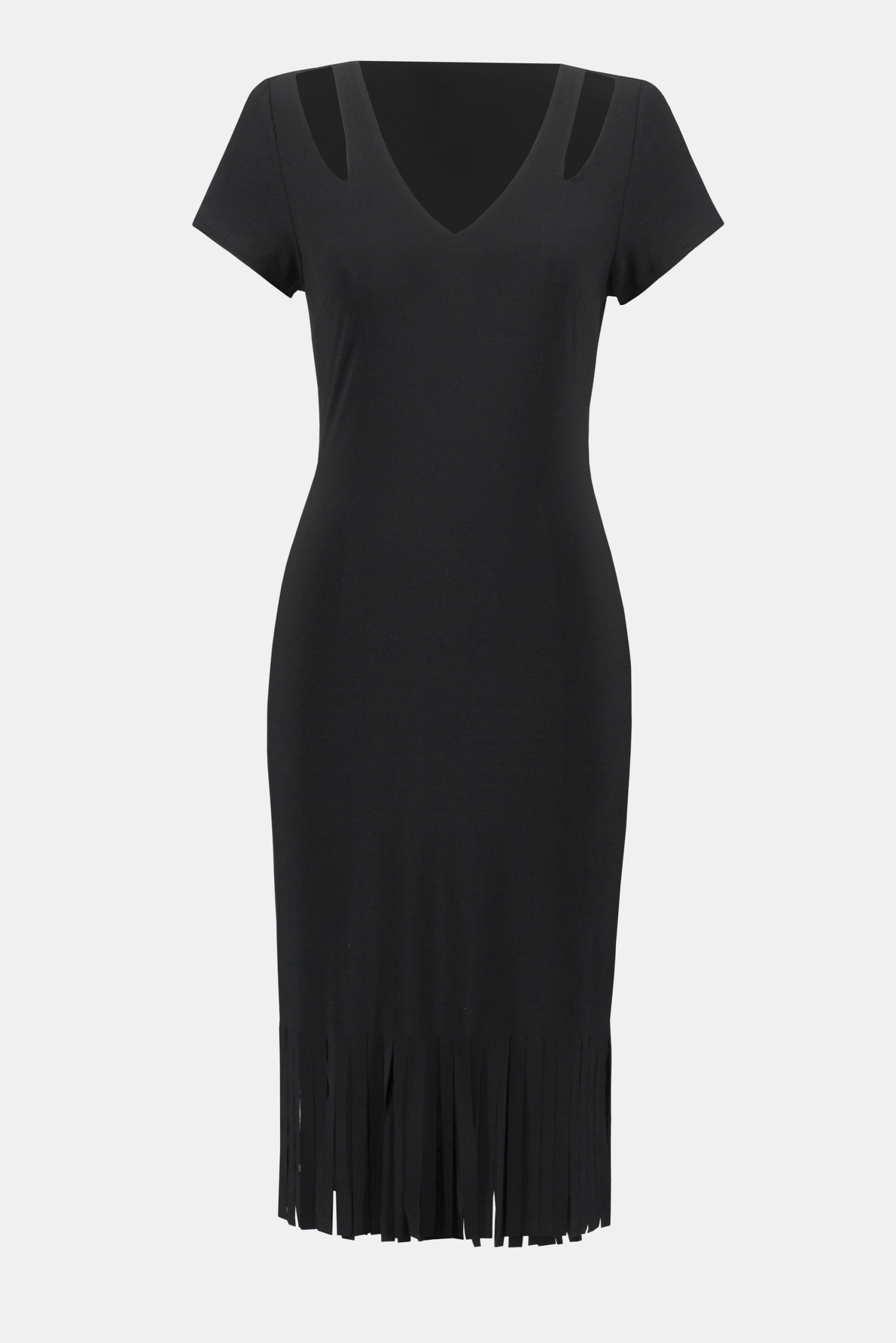 Czarna Sukienka Damska Joseph Ribkoff Dopasowana z Frędzlami r. 42 Kolor czarny