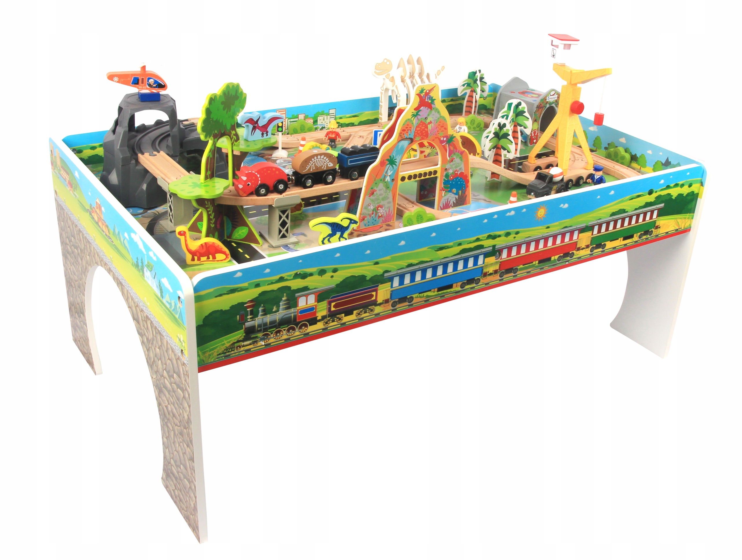 Ogromna Drewniana Kolejka Bartek 80 Elementów Wysokość produktu 40.5 cm