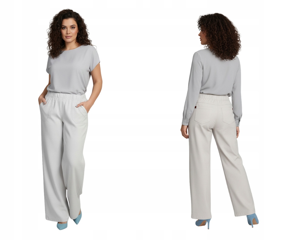 Letní lněné kalhoty Cevlar rovné nohavice, světle holubí barva, velikost 50