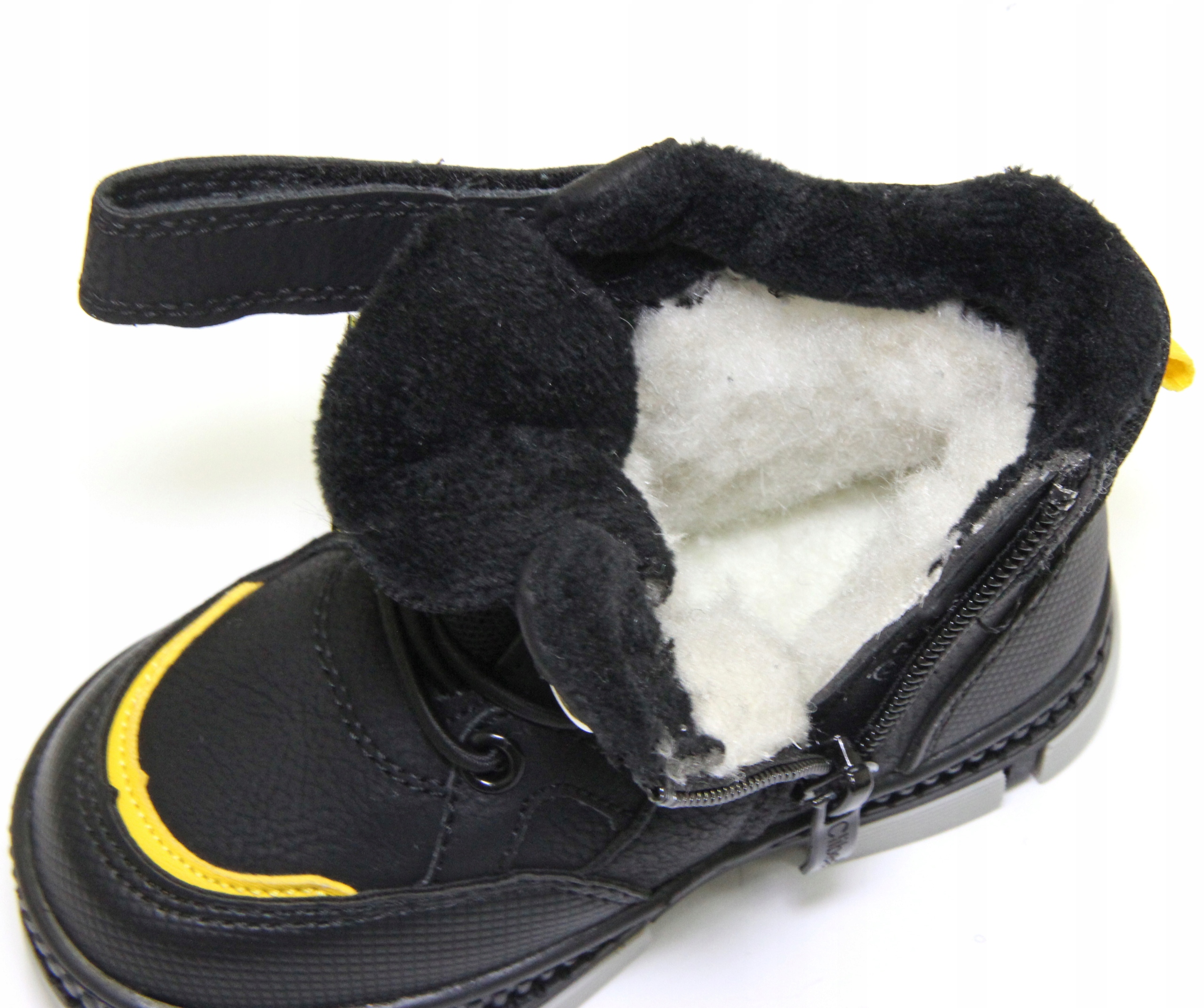 ŚNIEGOWCE kozaki 25/16,3cm owcza wełna odblaski Kolor czarny