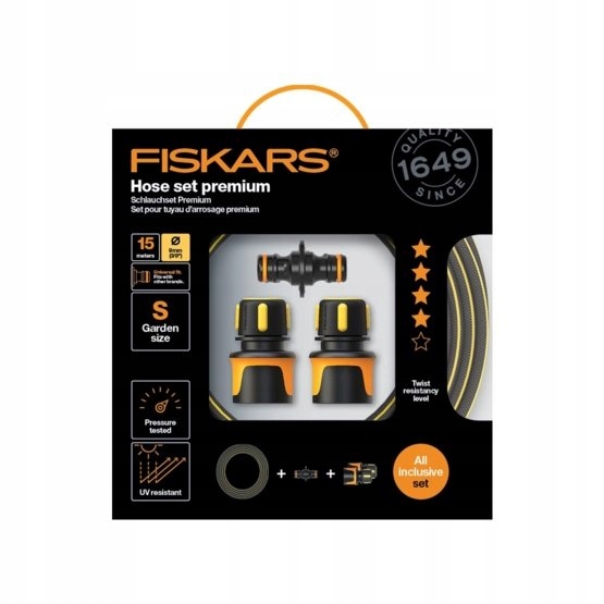 

Fiskars Zestaw Wąż Premium 9MM 3/8'' 15M 1027101