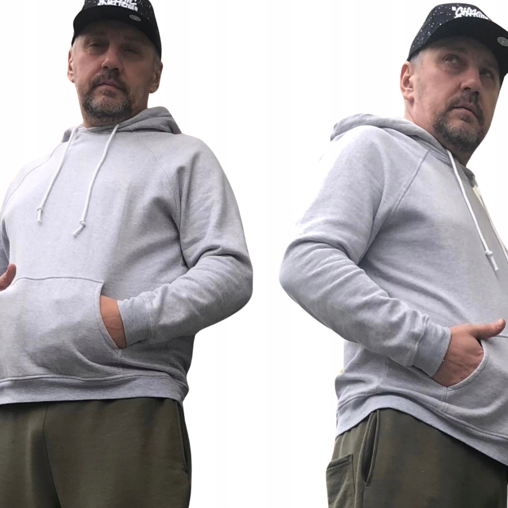 Pánská mikina s kapucí Šedá Melanž s dlouhým rukávem vel. L