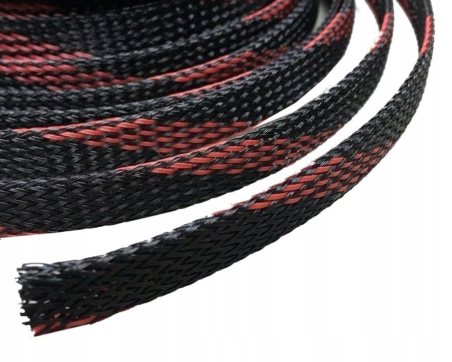OPLOT POLIESTROWY 4MM/8MM CZARNO-CZERWONY TYP1 1m.