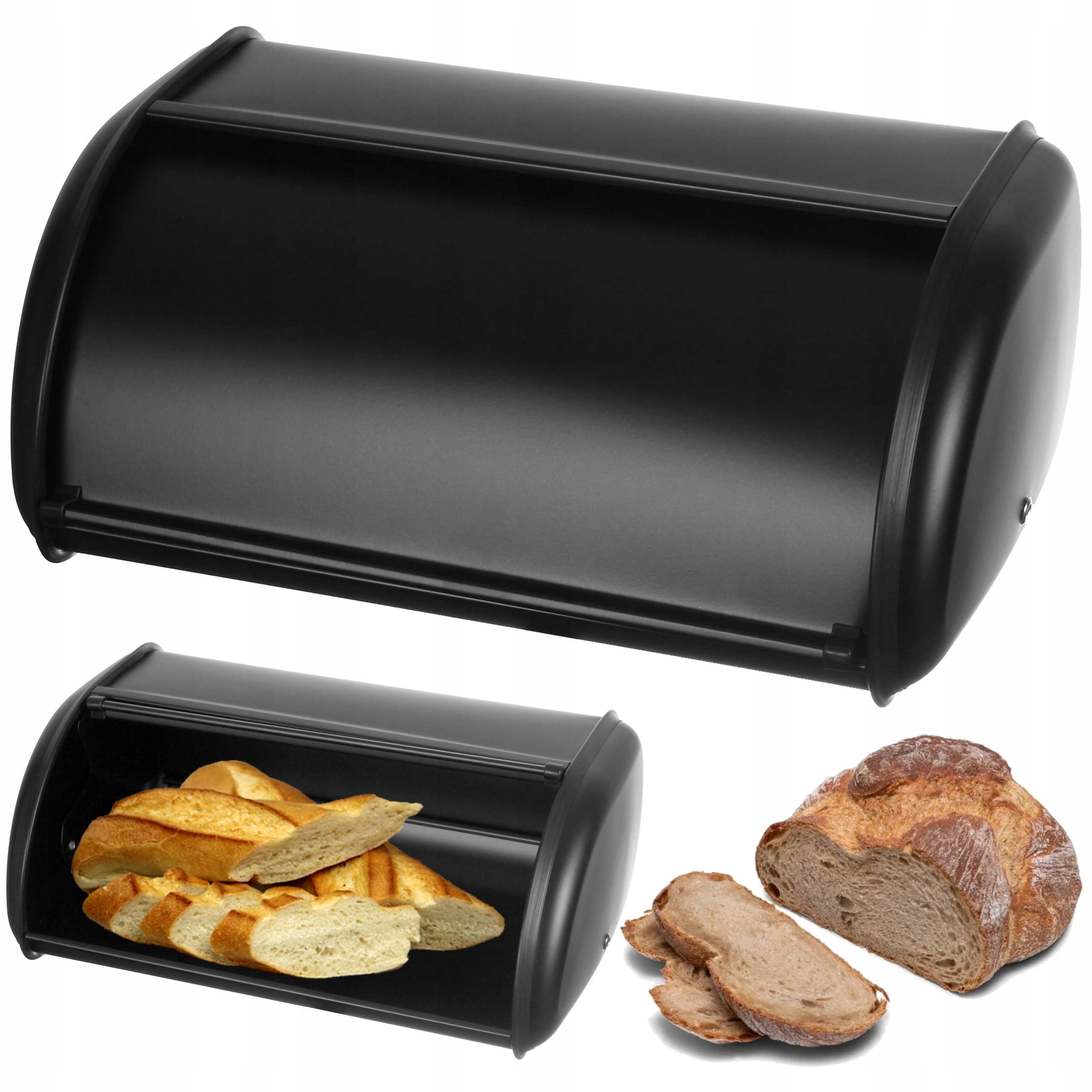 CHLEBAK NA CHLEB BUŁKI POJEMNIK NA PIECZYWO ŻYWNOŚĆ CZARNY METALOWY POJEMNY