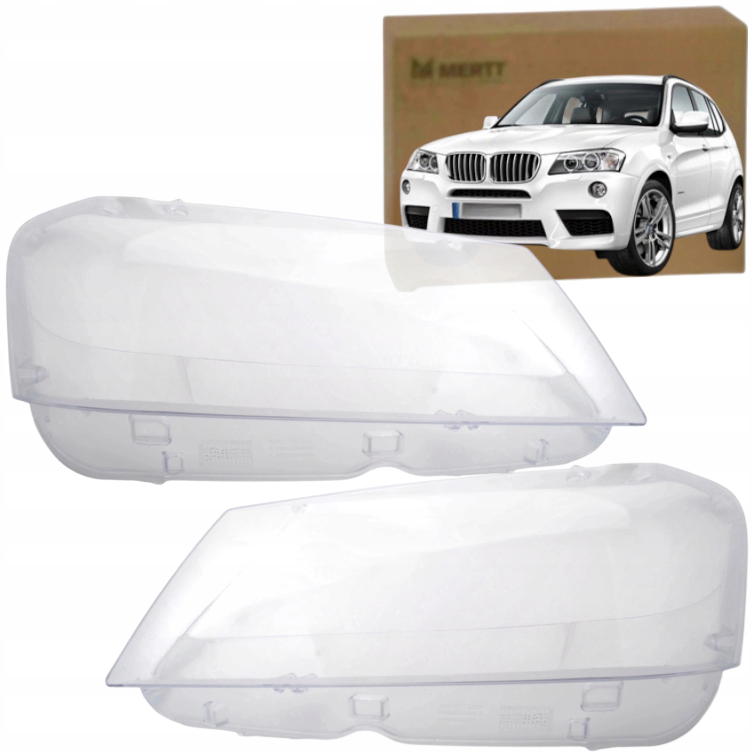 Sada x2 Stínidlo Pravé Levé sklo světlometu lampa Bmw X3 F25 2010-2014