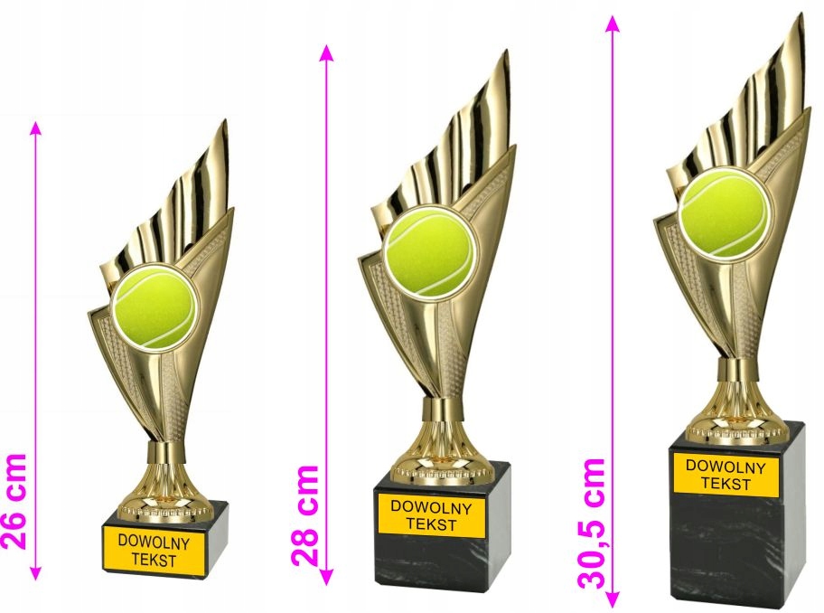 Puchar tenis ziemny, zestaw 3 sztuki Statuetka tenis ziemny