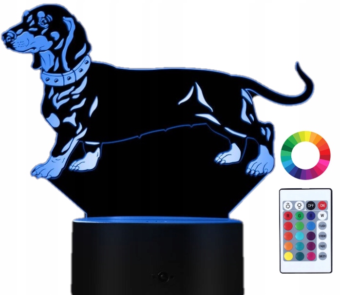 

Lampka Nocna Led 3D Piesek Jamnik Grawer