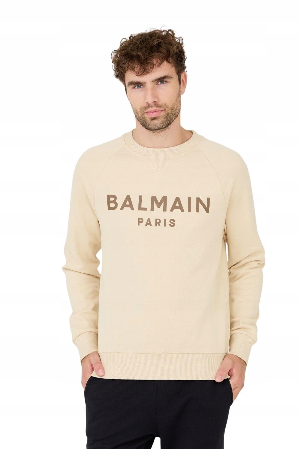 Balmain Béžová mikina s potiskem Printed Sweatshirt XXL