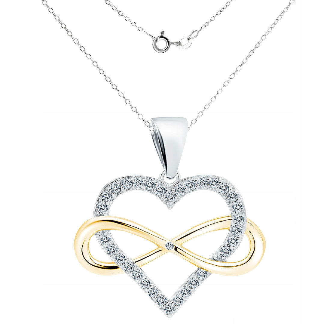 Stříbrný náhrdelník 925 Pozlacené srdce Dárek pro maminku Celebrity Zirkony