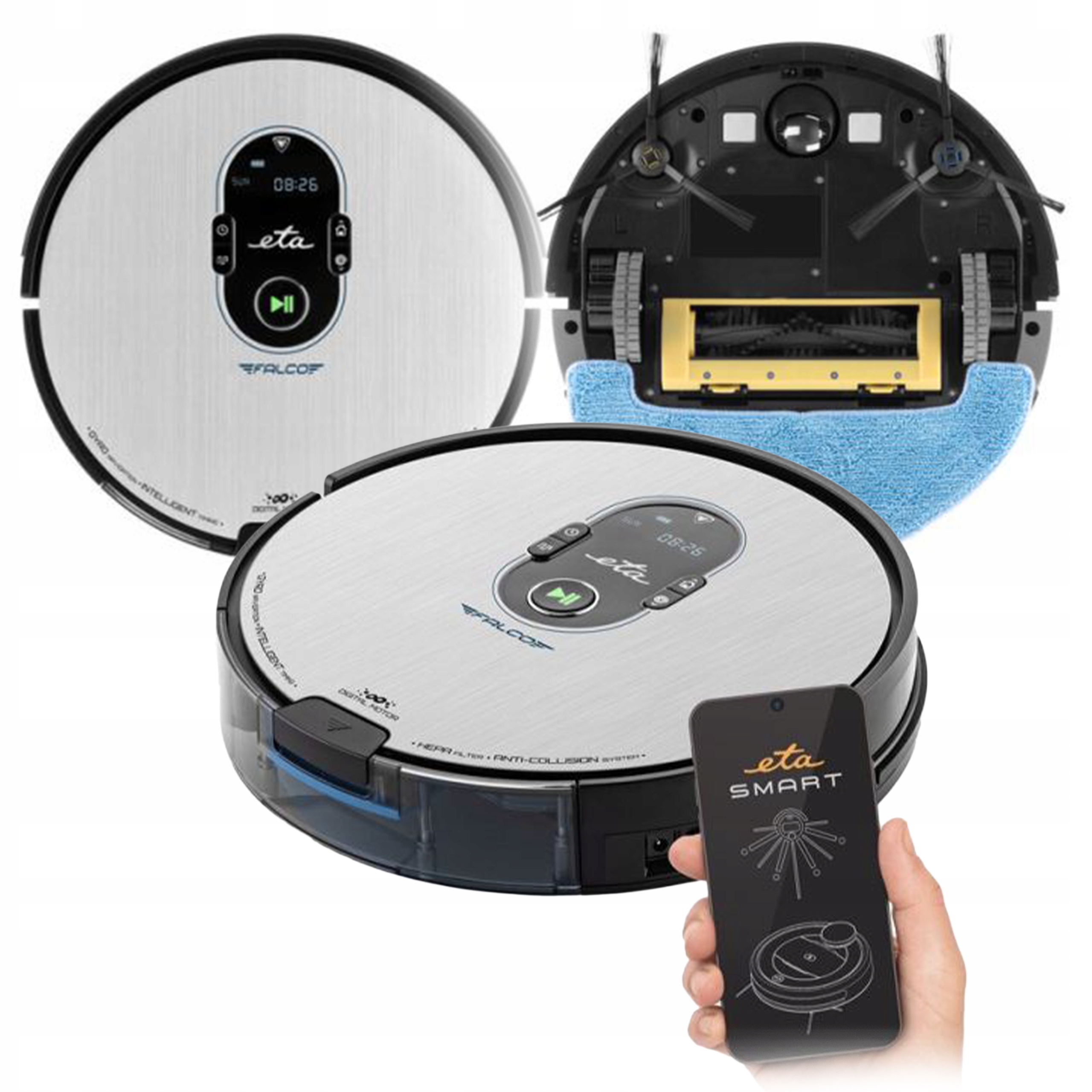 Vysavač s mopem Eta Falco 0,6L bez sáčku Černý Hepa Smart