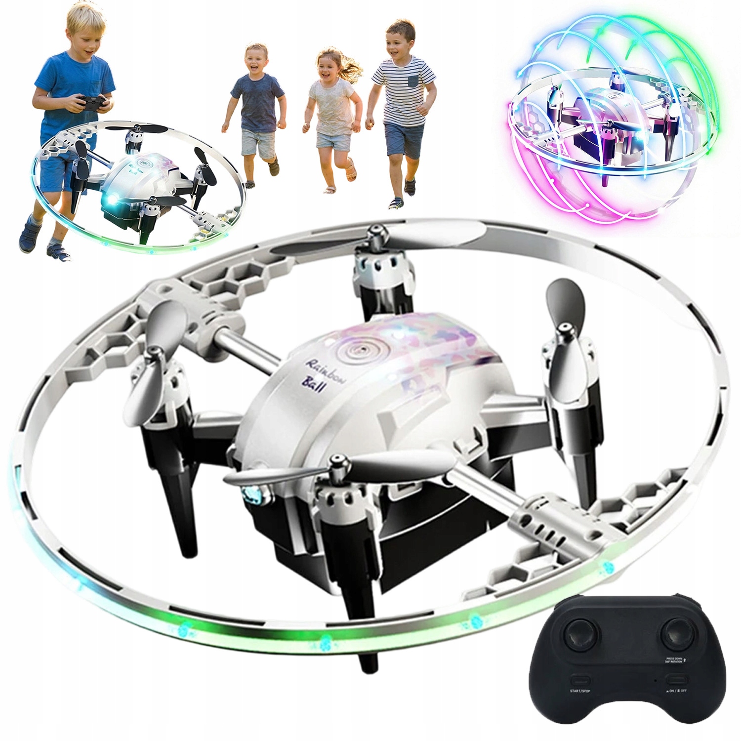 MINI DRON Z OŚWIETLENIEM LED PILOTEM AKROBACJAMI 360° DLA DZIECKA PREZENT