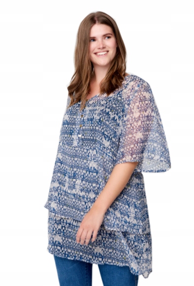 

ZZ3 Zizzi Wzorzysta Tunika Szyfonowa 46 48