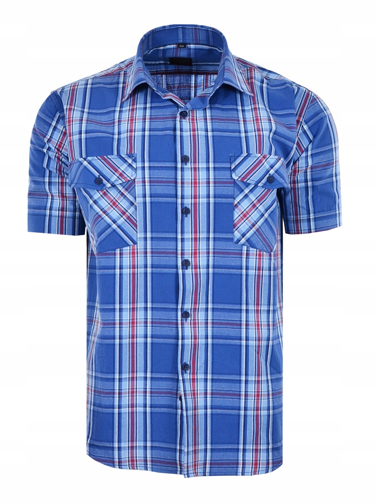 Košile Kostkovaná Modrá Krátká Velká 52/53