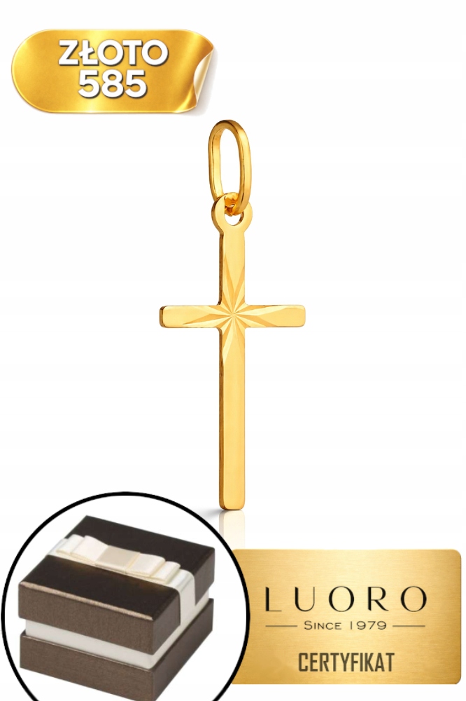 Zlatý Křížek 585 14K Diamantový Malý 18 MM Žluté Zlato