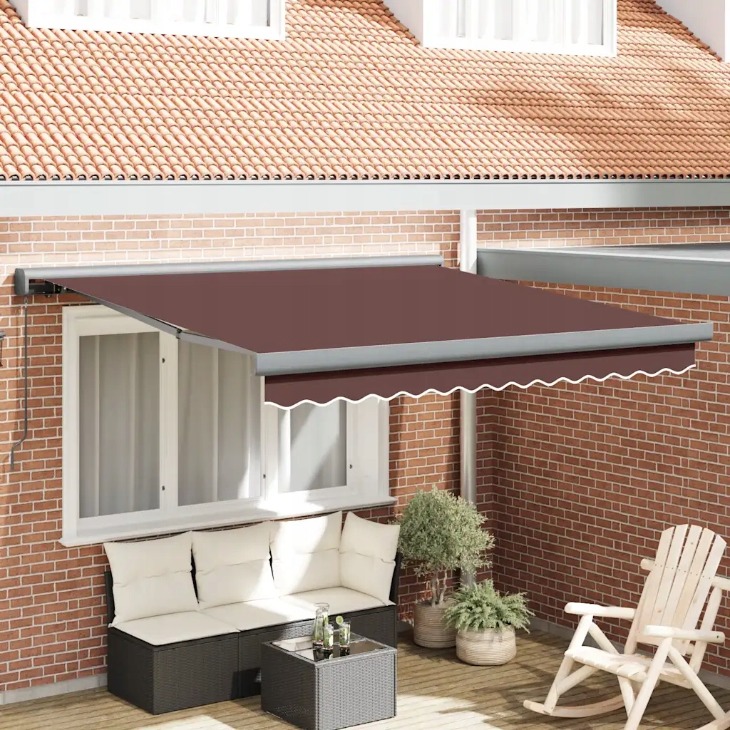 Ručně zatahovací markýza hnědá 300 x 250 cm Hnědá 3215723