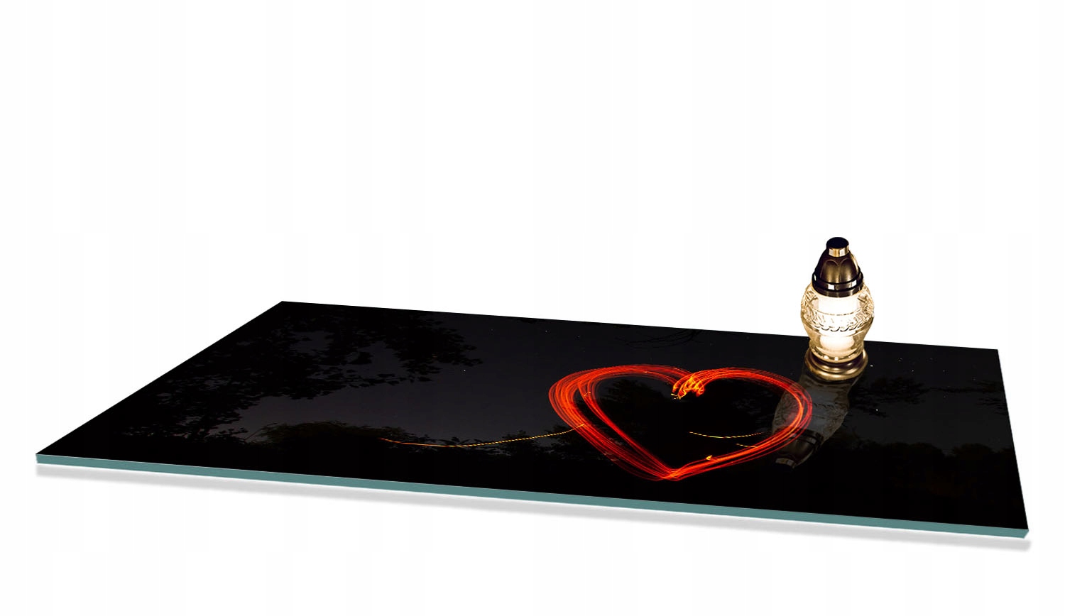 Podstavec tvrzené sklo pod Zničení na Hřbitov vzor Srdce 90x52cm Velký