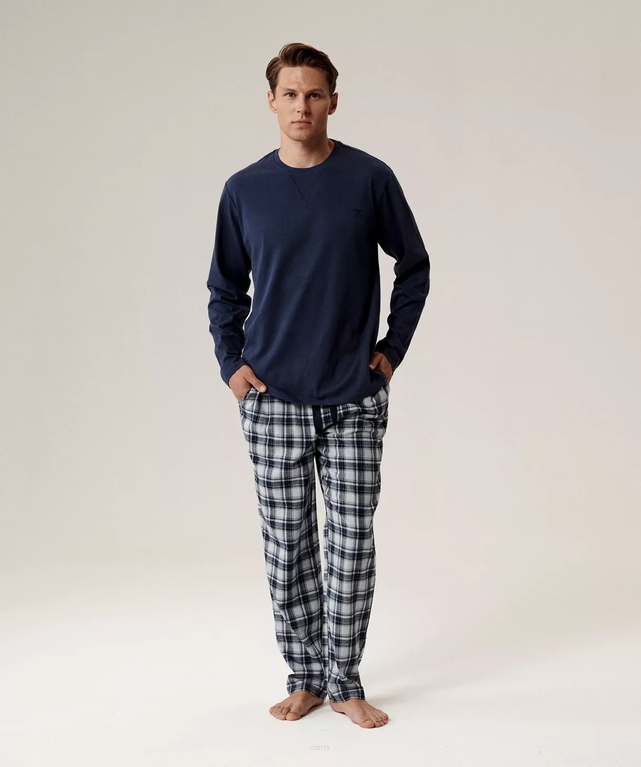 Pánské pyžamo Atlantic NMP-393, tmavě modrošedé, vel M