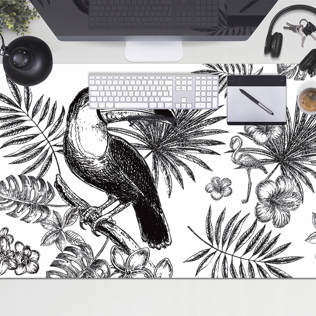 

Mata na biurko Tropiki czarno-biały Deskmat 100x50