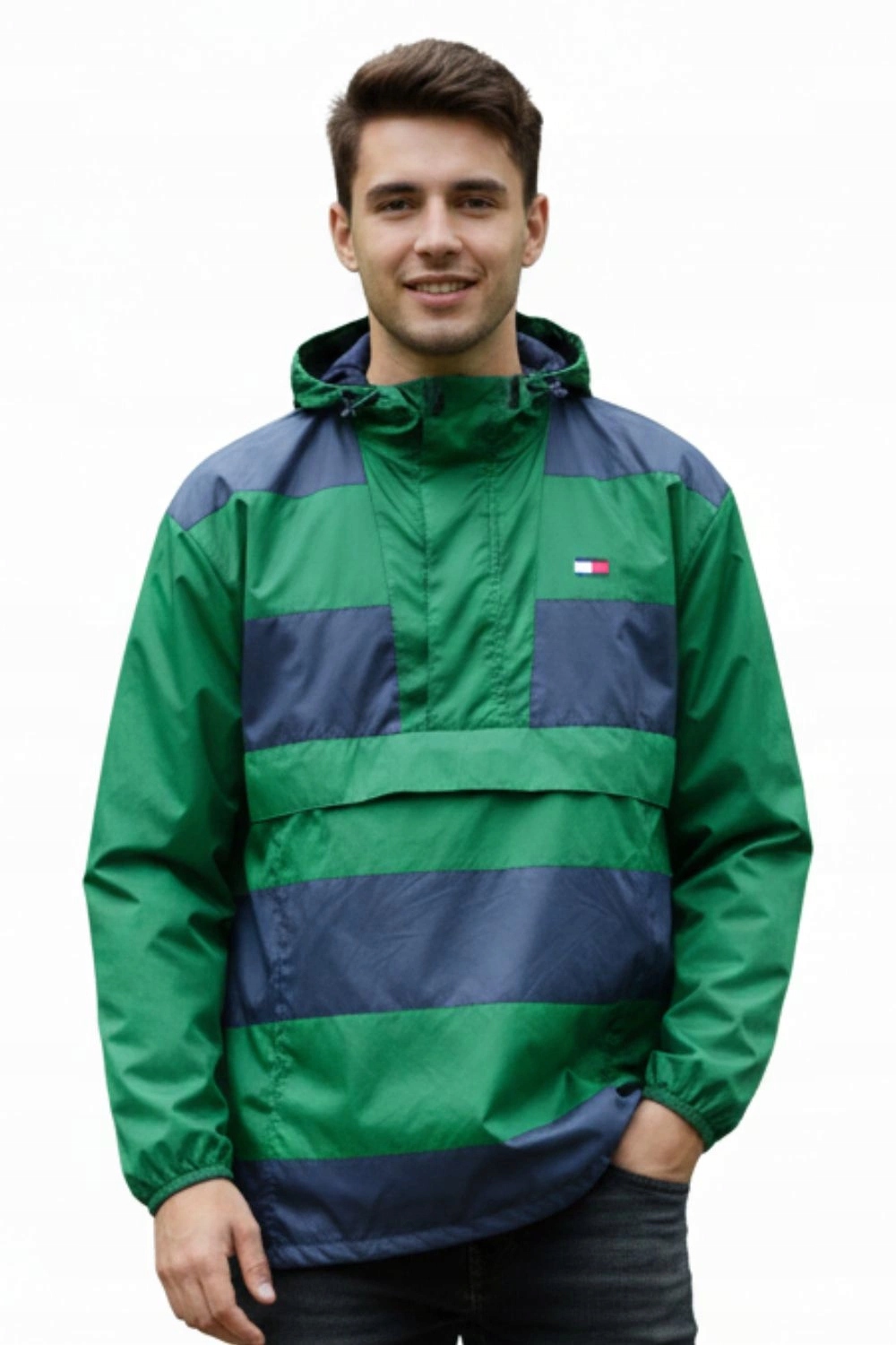 Pánská bunda Tommy Jeans Windbreaker přechodová světle modrá vel. M
