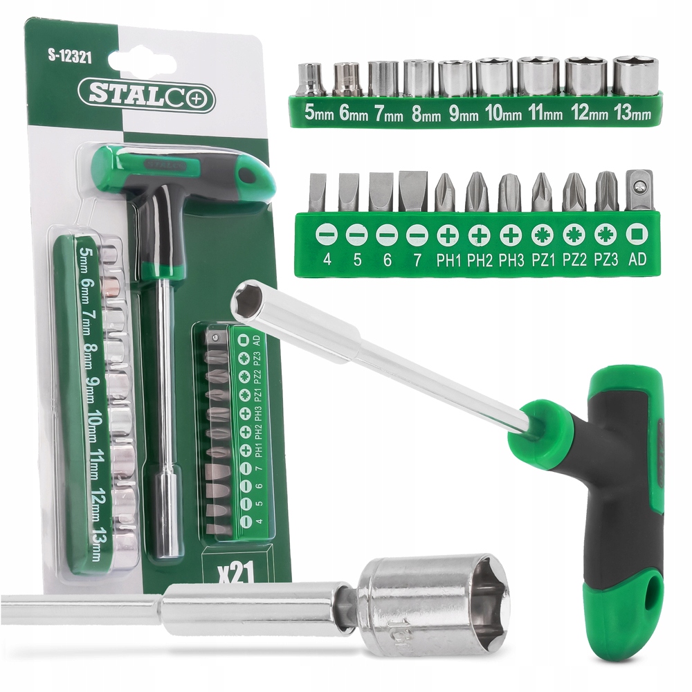 

Wkrętak Typu T Klucz Śrubokręt Bity Nasadki 21 el.