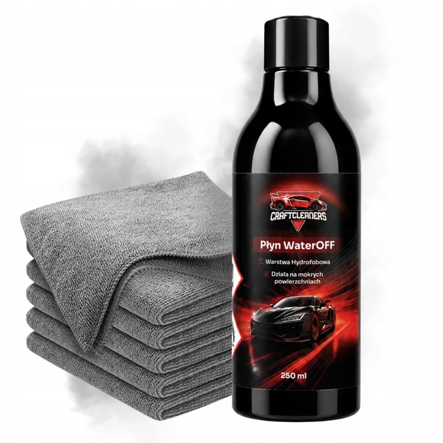 Niewidzialna Wycieraczka Płyn Hydrofobowy Do Szyb WaterOFF 250ml Mikrofibra