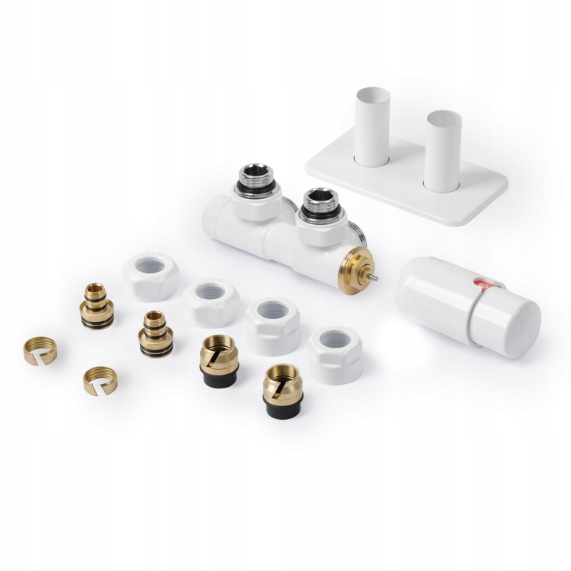 Twins Sada úhlových ventilů Pravá Bílá s montážním příslušenstvím