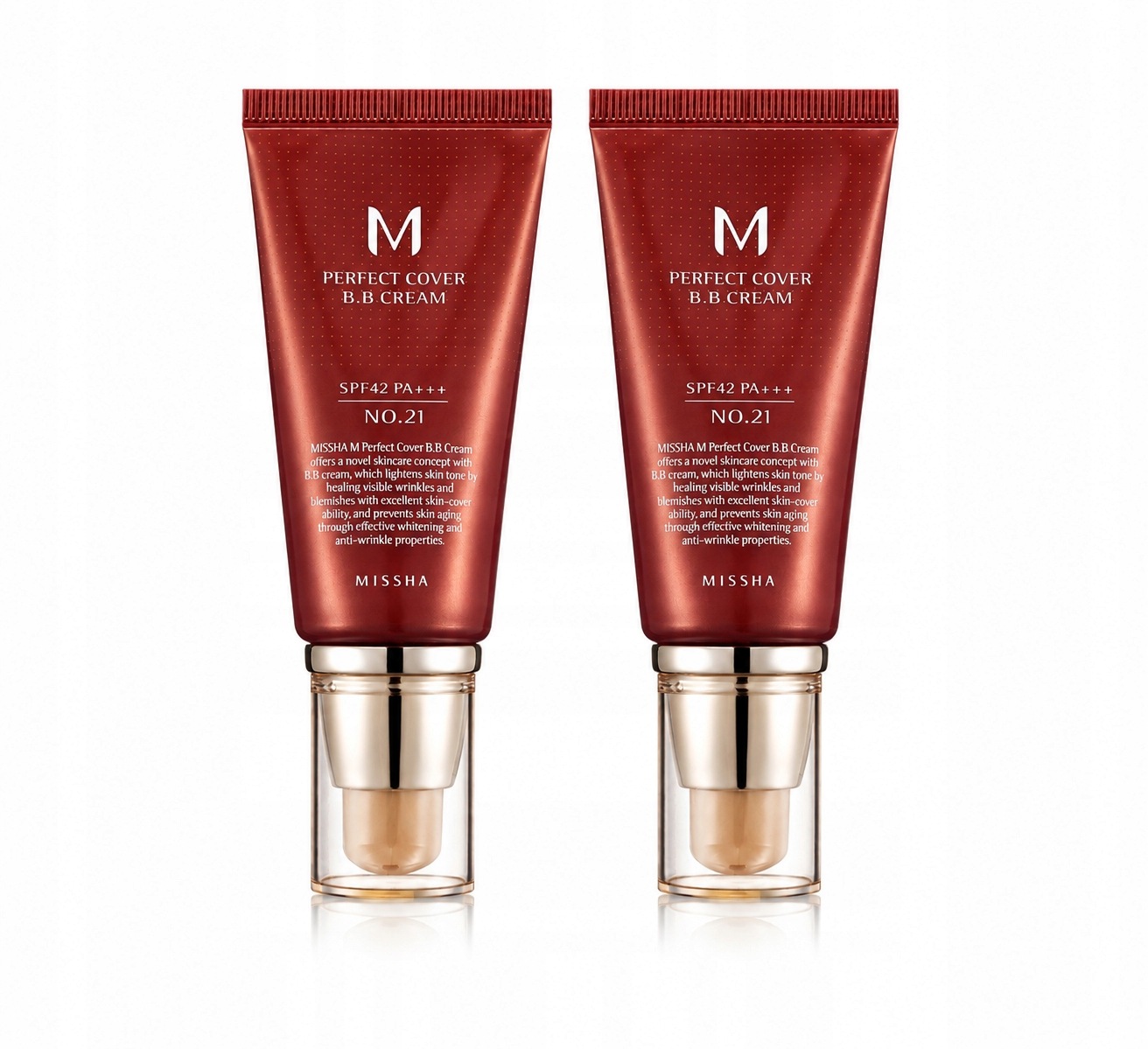 Missha M Perfect Cover Bb Cream č. 21 Světle béžová SPF42 Sada 2 × 50 ml