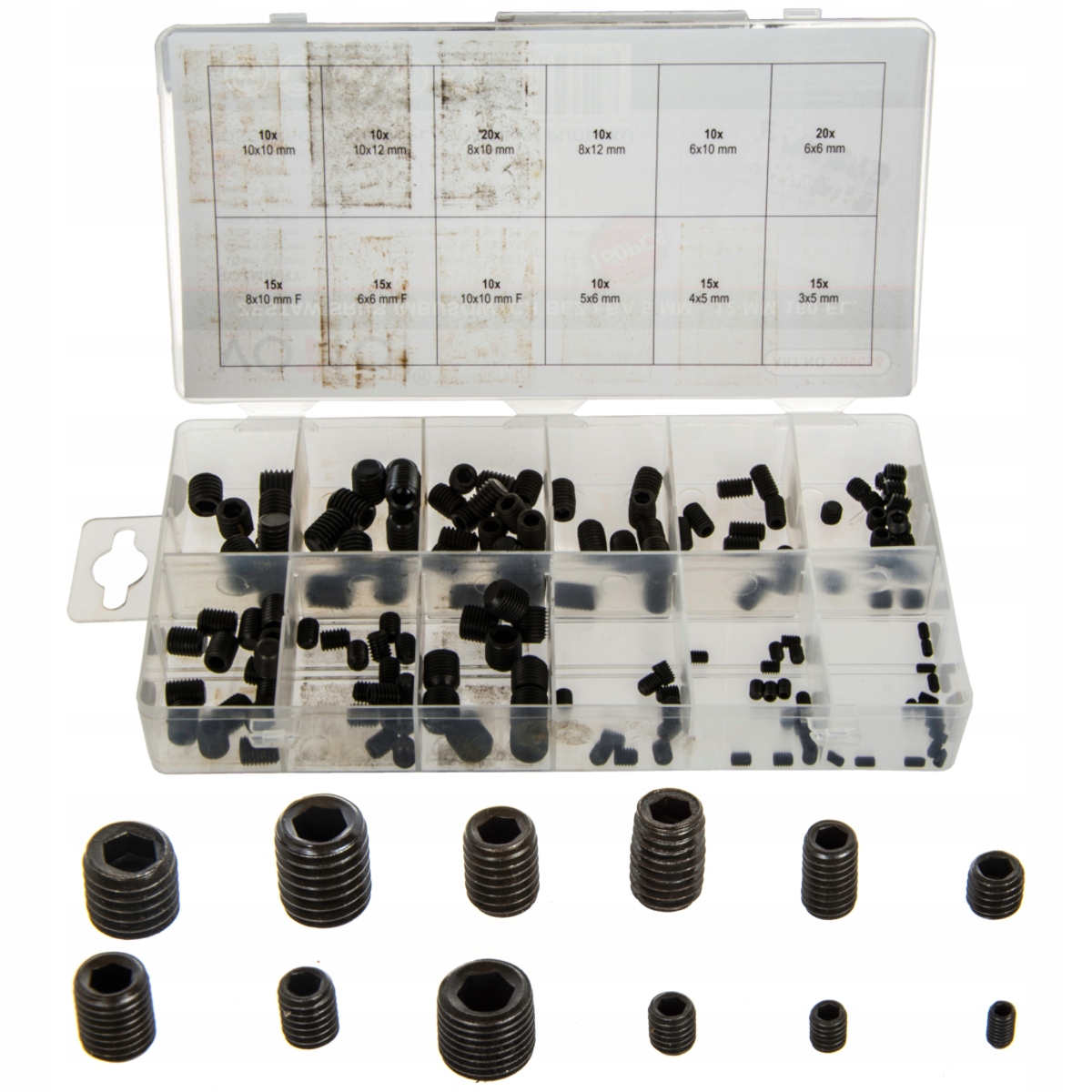 Śruby imbusowe bez łba ustalającego 160 szt mix