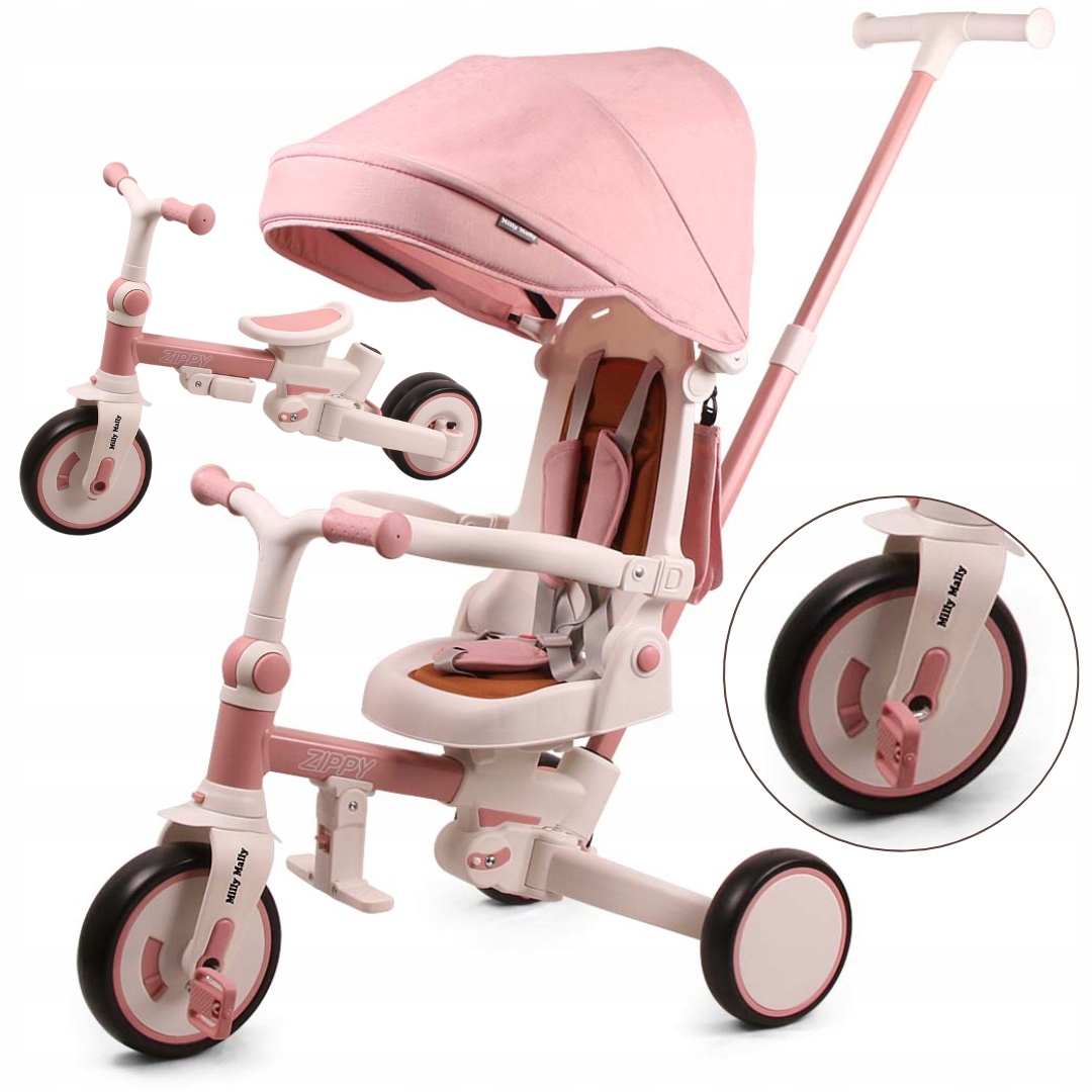 Rowerek Trójkołowy z rączką spacerówka rowerek biegowy Zippy Milly Mally