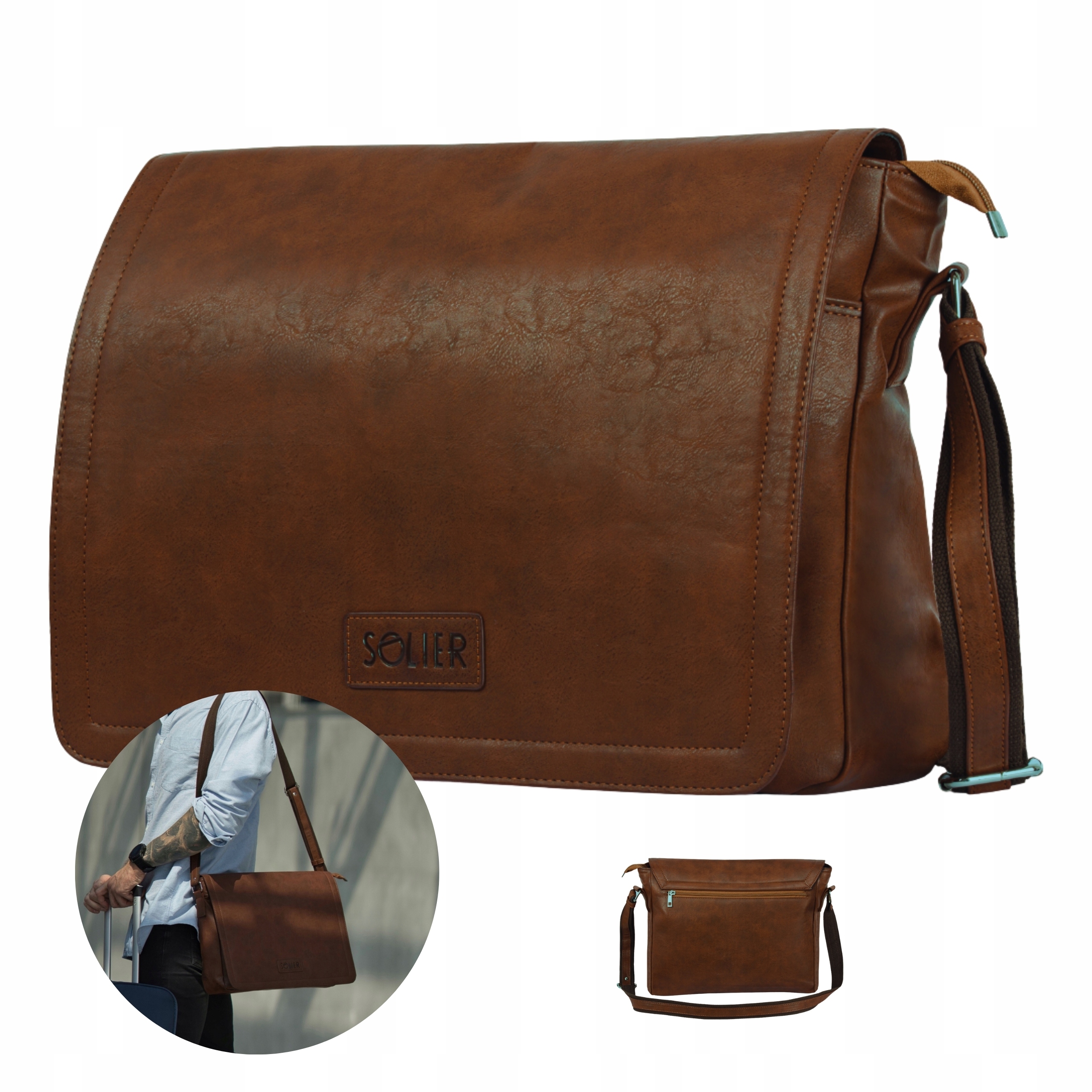 Pánská taška přes rameno pro notebook Kabelka Přes Rameno aktovka eko kůže Solier