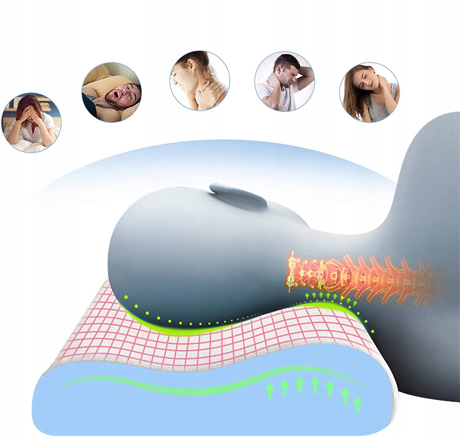 PODUSZKA ORTOPEDYCZNA DO SPANIA NA KRĘGOSŁUP SZYJNY Z PIANKI MEMORY RÓŻOWA Wypełnienie pianka memory