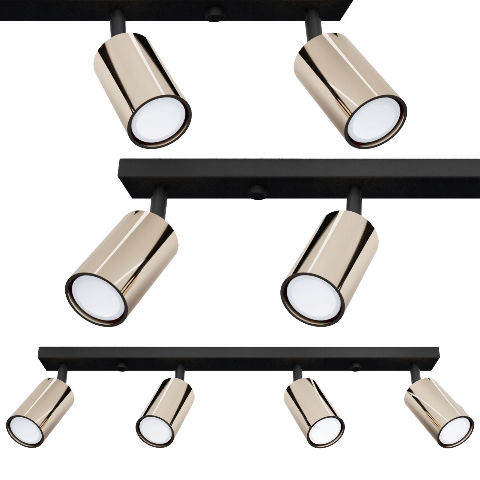 Stropné svietidlo kovový Rune 4-bodový čierno-zlatý, pevný, 40 W, závesný