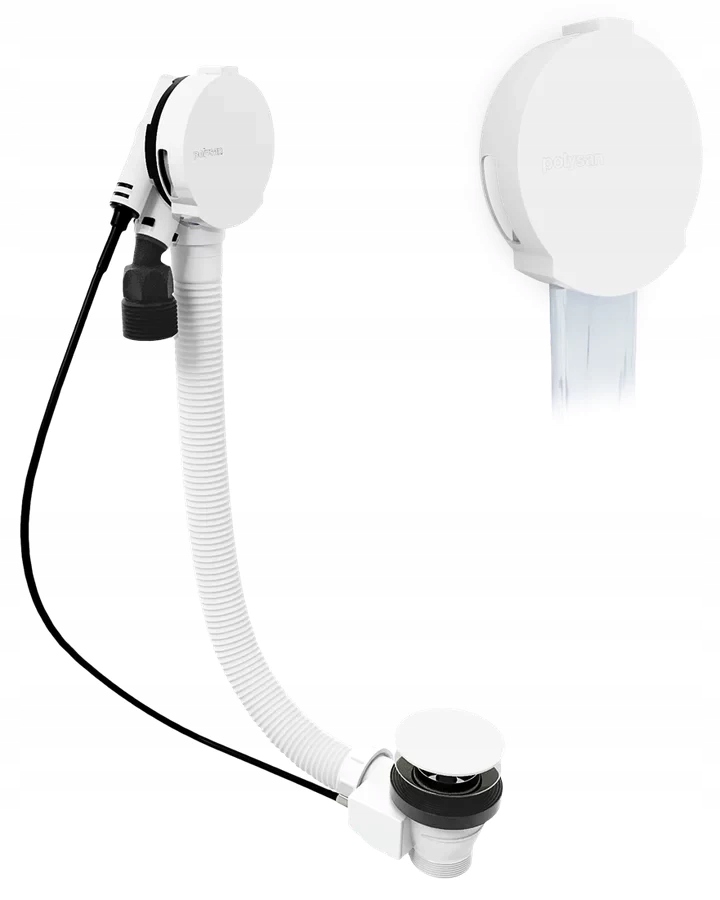 Vaňový set Marble s výplňou, bovden, dĺžka 800, biely (11052.10)