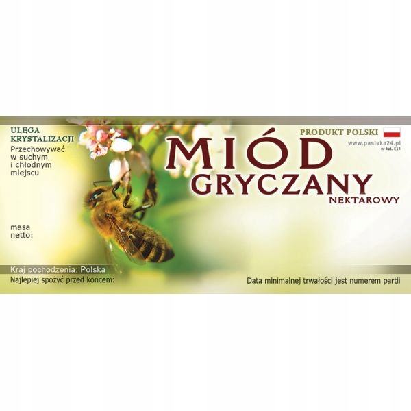 

Etykieta na miód Gryczany 100szt gryka E14