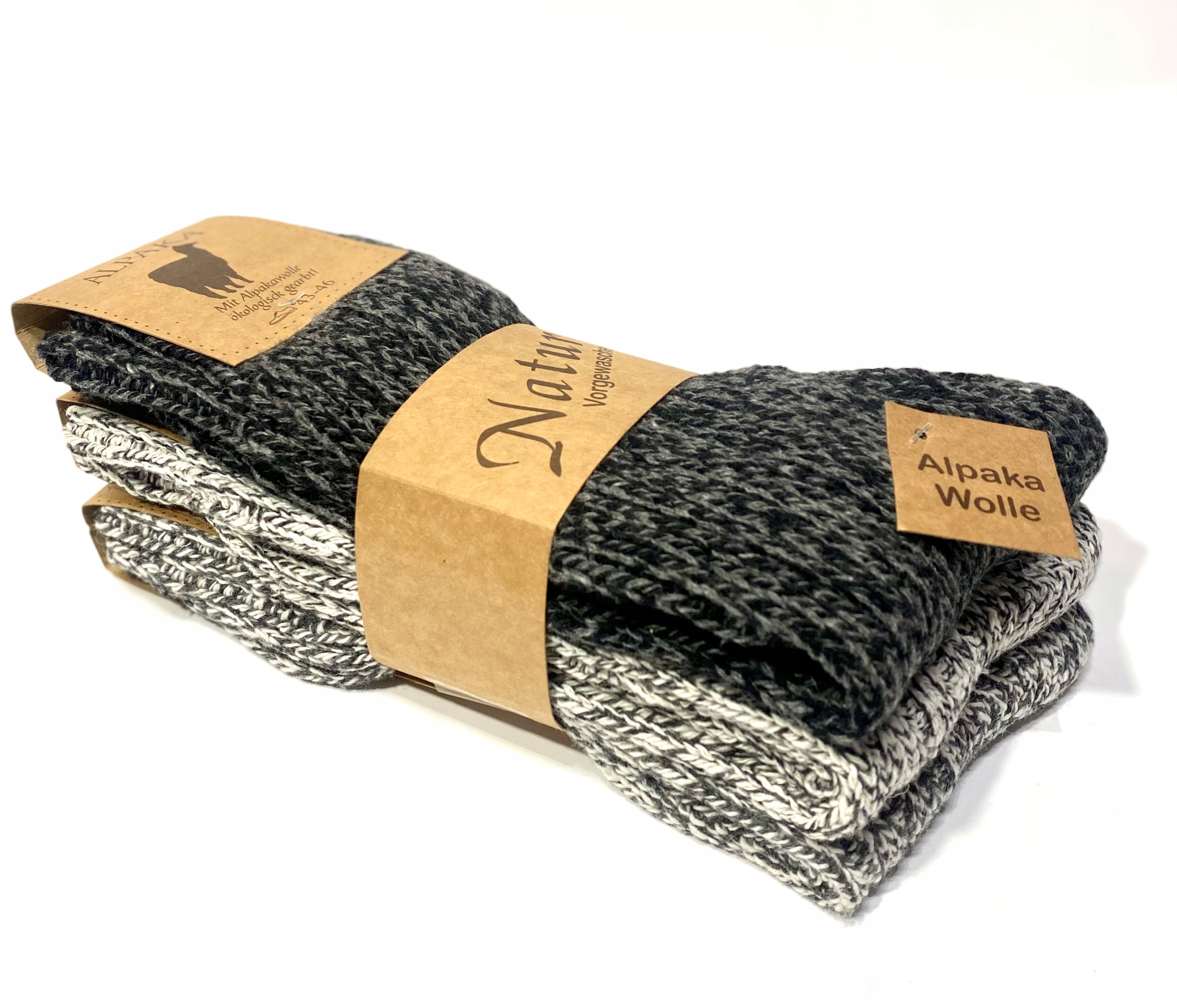 3x Pletené vlněné ponožky Alpaka zimní