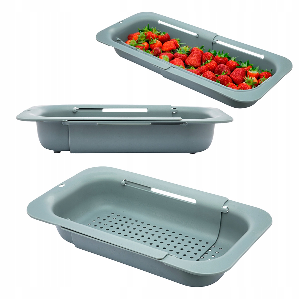 Durszlak na zlew duży ociekacz rozsuwany cedzak plastikowy Altom Design