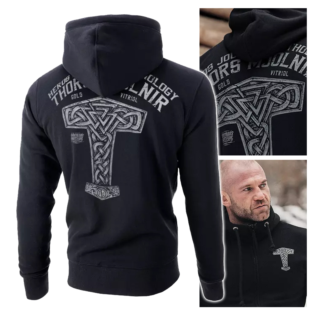 Mikina s kapucí rozepínací Dobermans Aggressive Viking Thor Kladivo BZ275 3XL