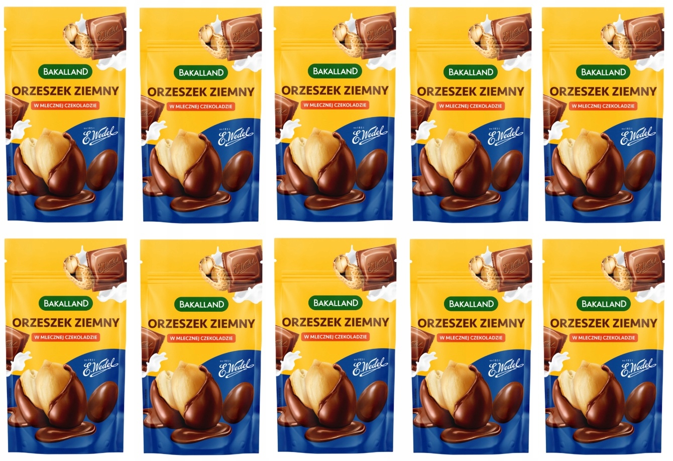 Levně 10 x 72 g Bakalland Arašíd v mléčné čokoládě Wedel Karton