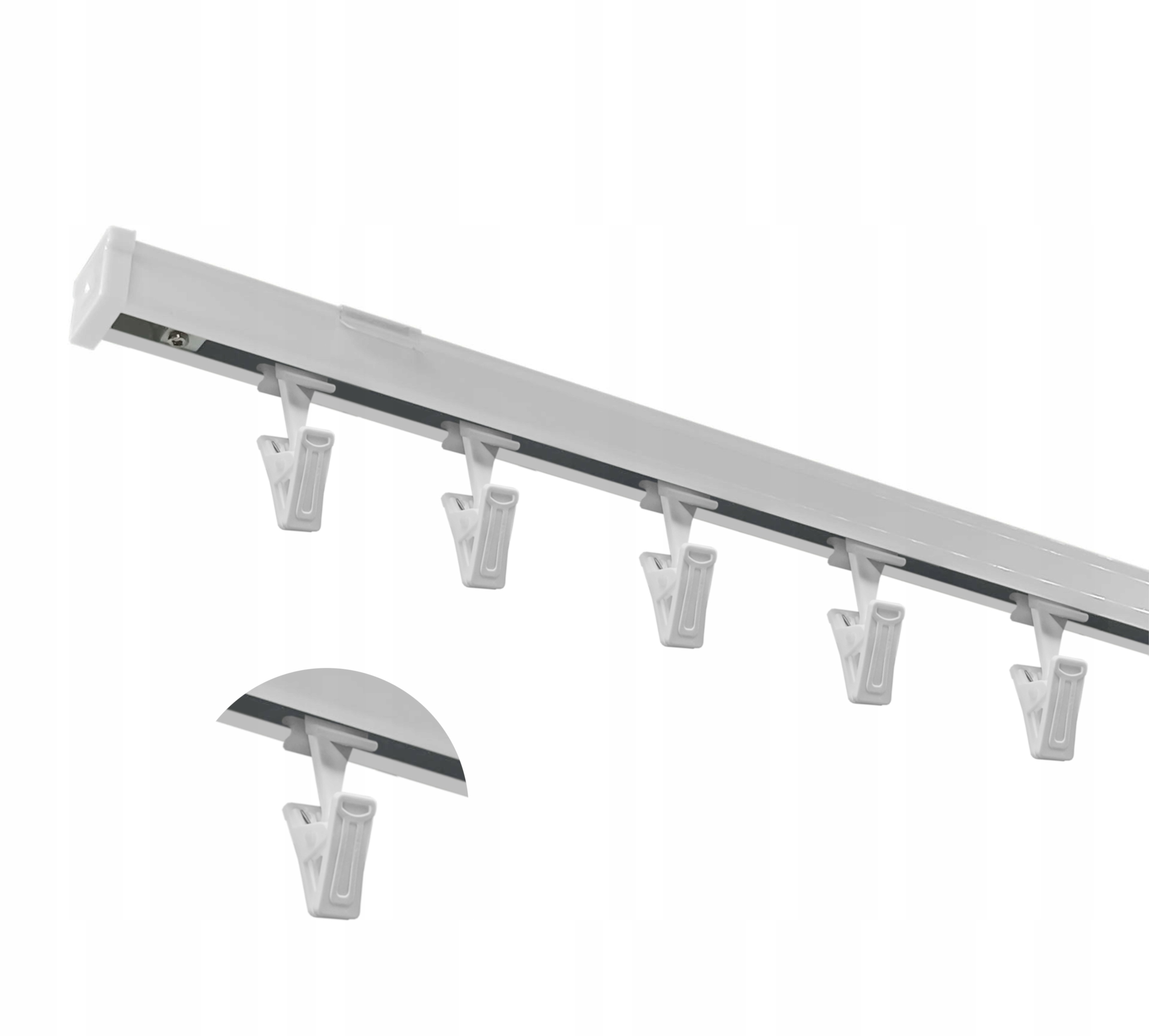 Garnýž Stropní Lišta hliníková Bílá jednoduchá typ M žabky 360 cm