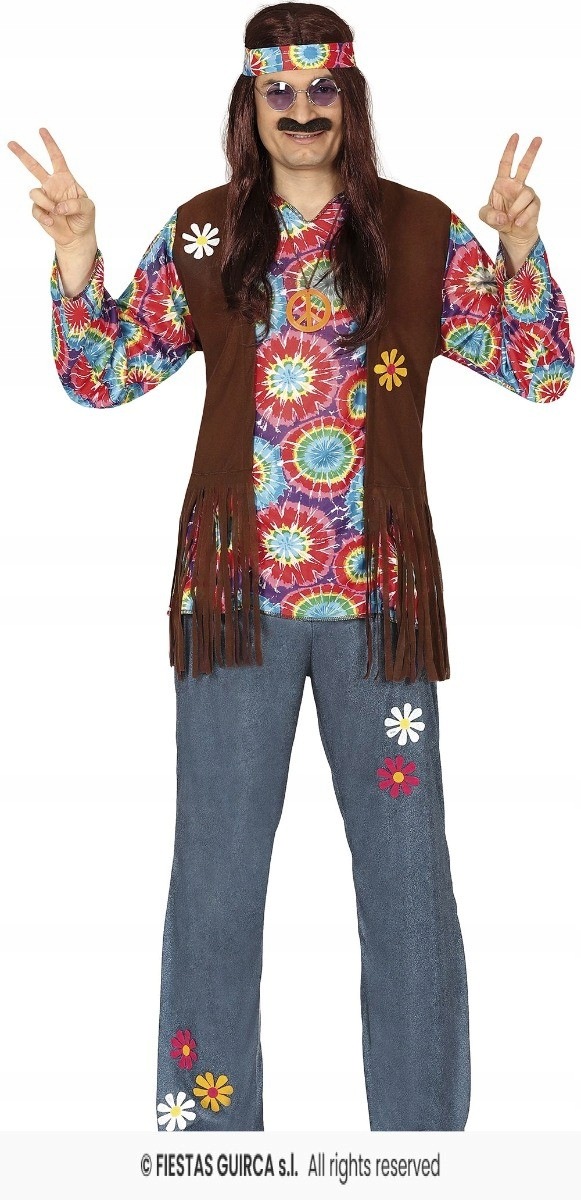 Kostým Hippisa Převlek 70. léta Kostým Hippie Děti Květiny Barevný L